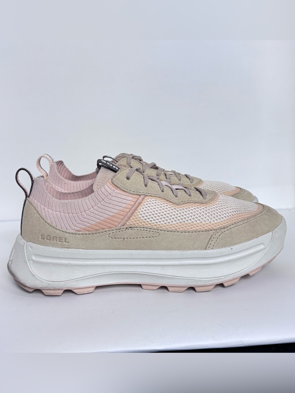Sorel Women's ONA 503 Knit Low Top Casual Sneaker NL4964-844 White Peach Sz 9.5
